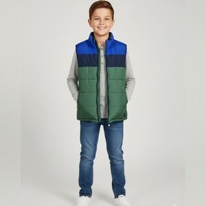 Gap Green Blue Kids Color Black Puffer Vest